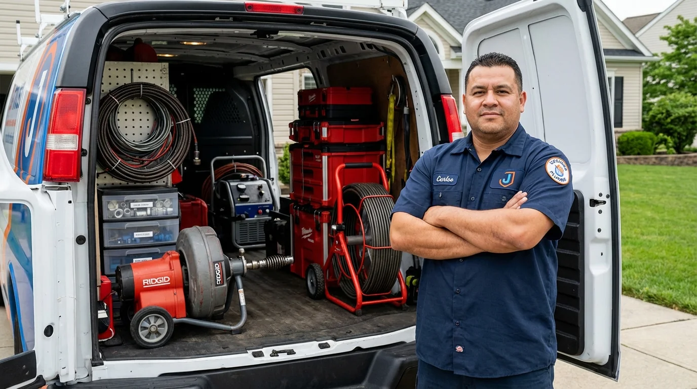 Professional drain cleaning equipment and Johns Plumbing LLC plumber in Le Sueur