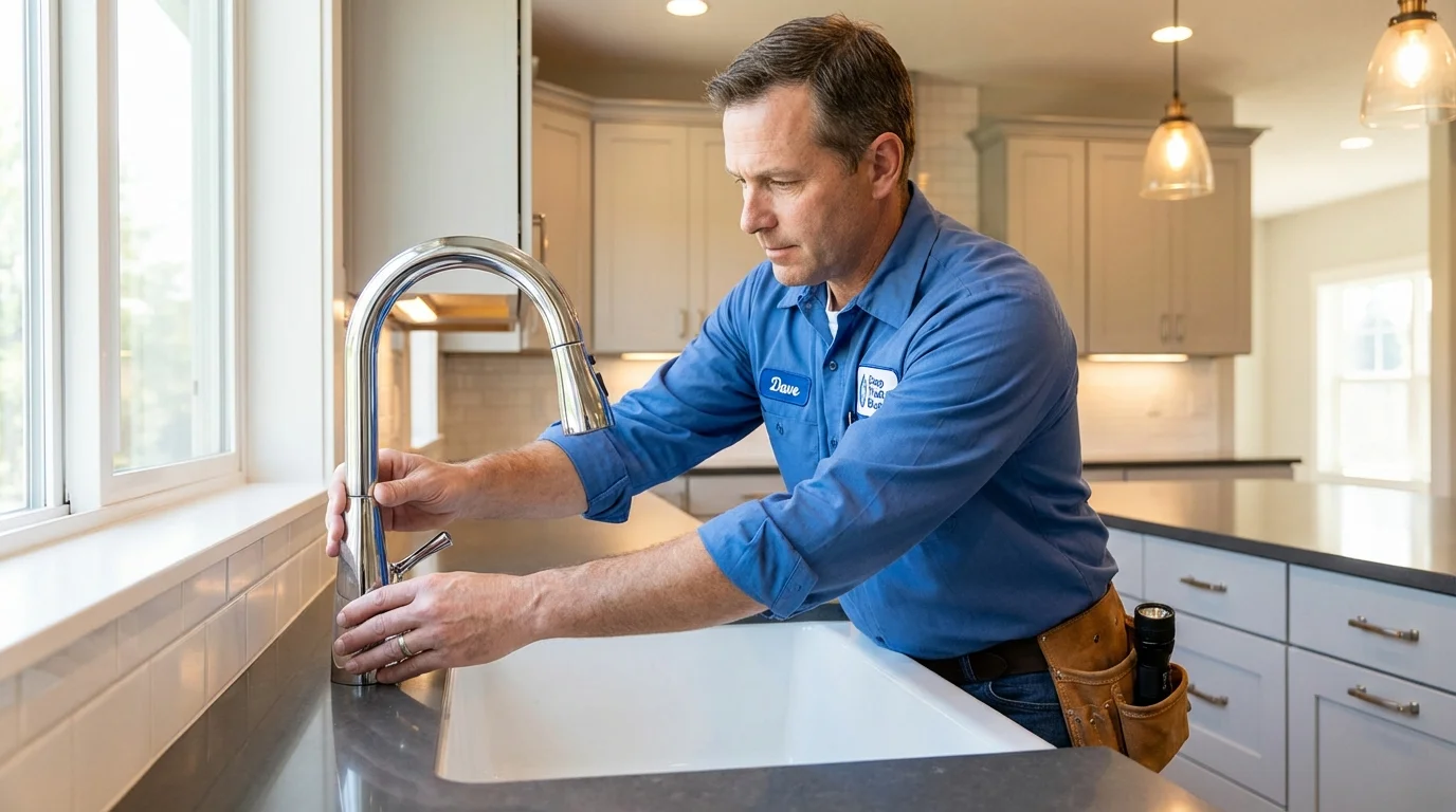 Kitchen faucet installation by Johns Plumbing LLC in Le Sueur