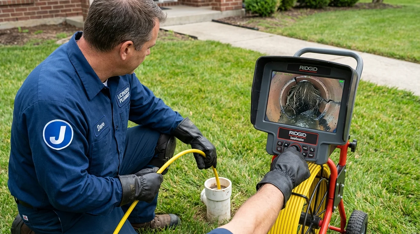 Sewer camera inspection being performed by Johns Plumbing LLC in Le Sueur