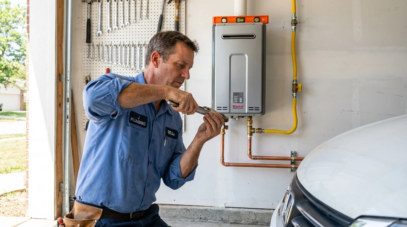 Tankless water heater installation by a Johns Plumbing LLC plumber in Le Sueur